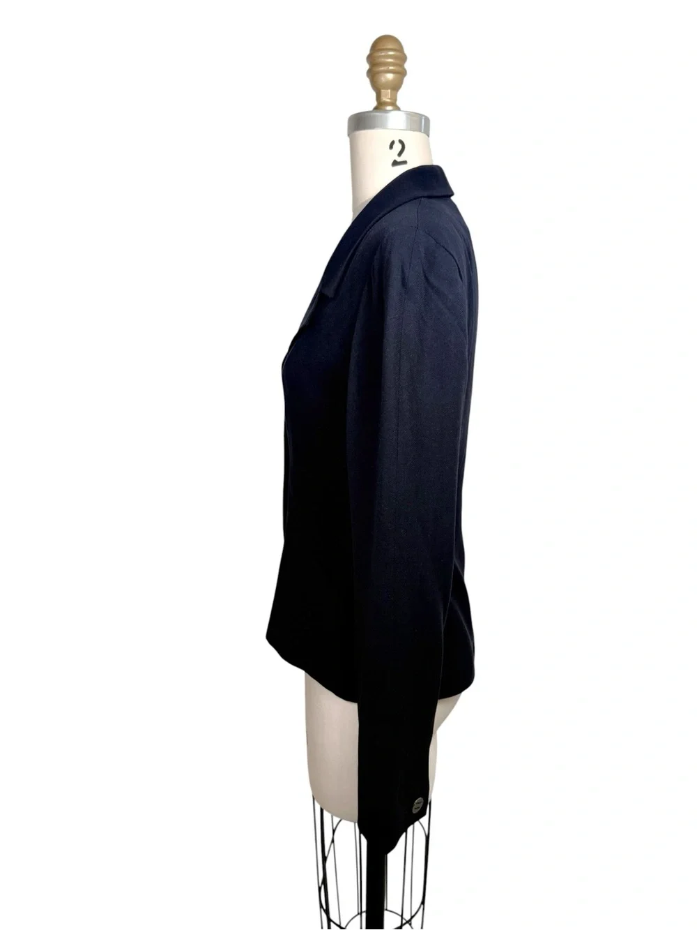 Vintage Chanel Navy Logo Button Tailored Blazer FR38